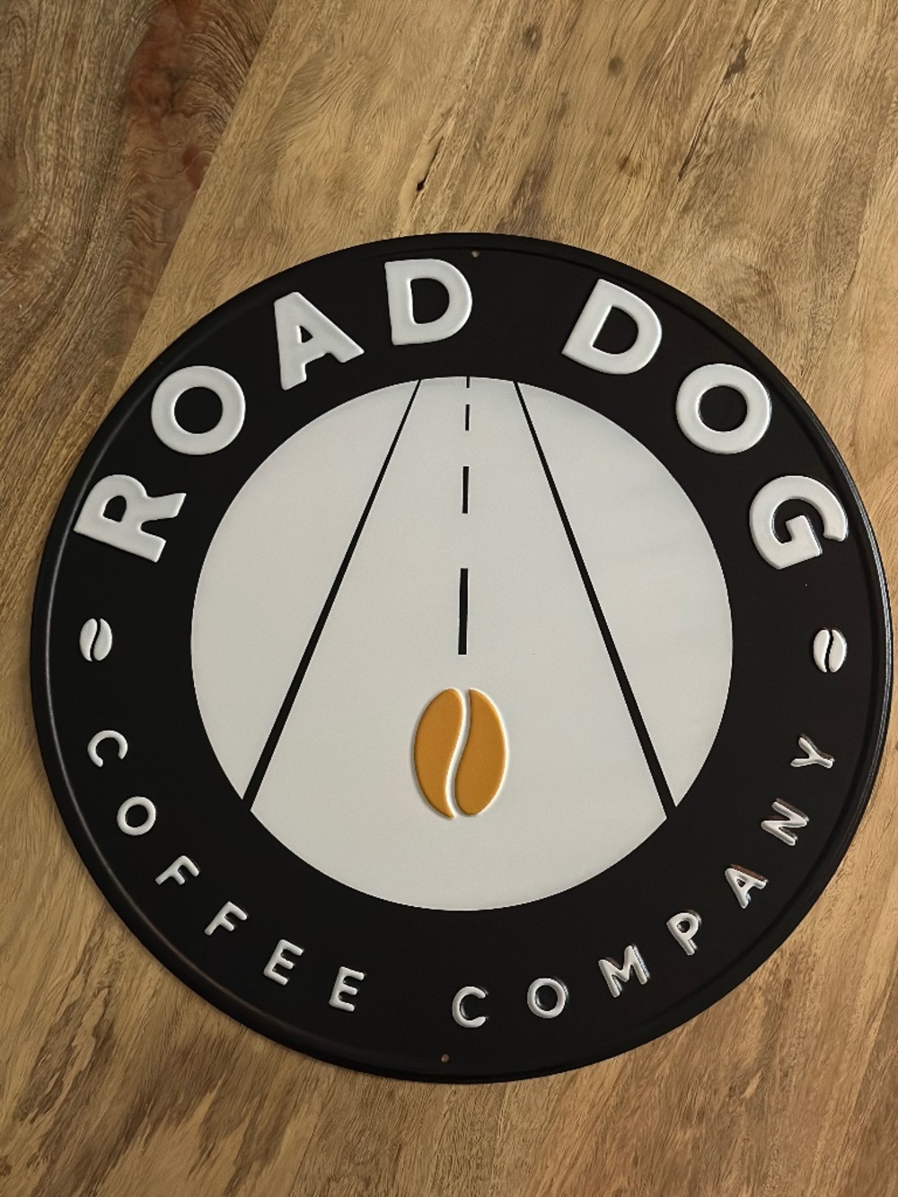 Road Dog Coffee Company, Metal Medallion 18" Round Sign